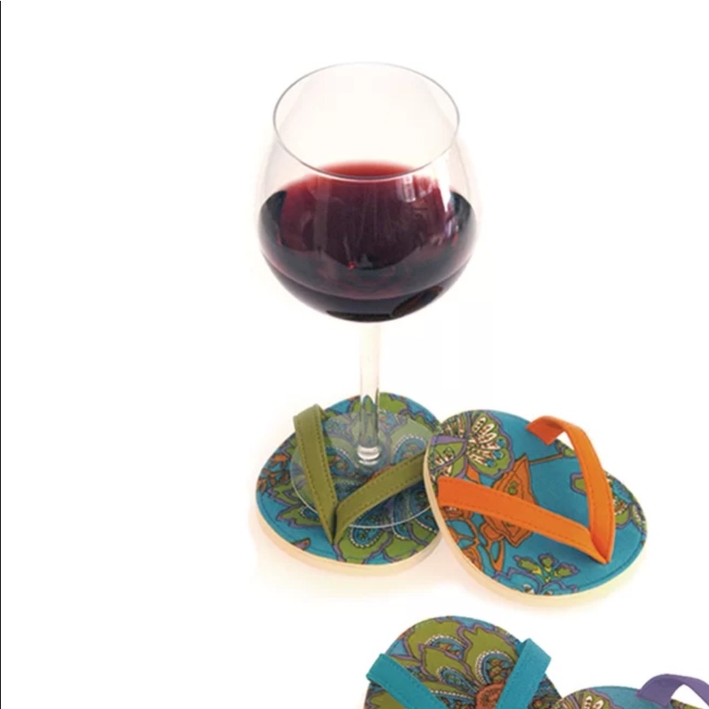 WINE GLASS COASTERS SET OF TWO.